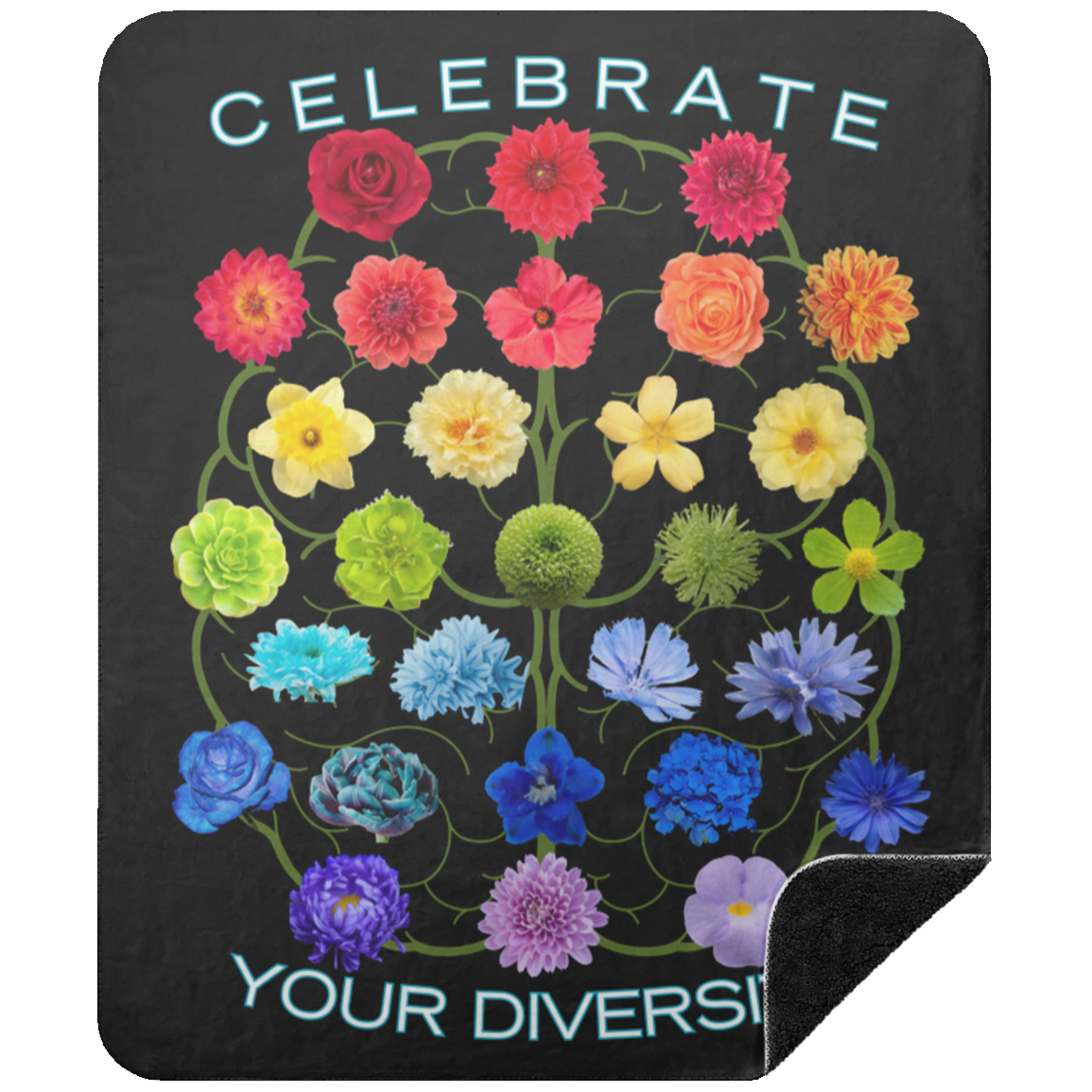 CELEBRATE Your Diversity Black sherpa Blanket 50X60