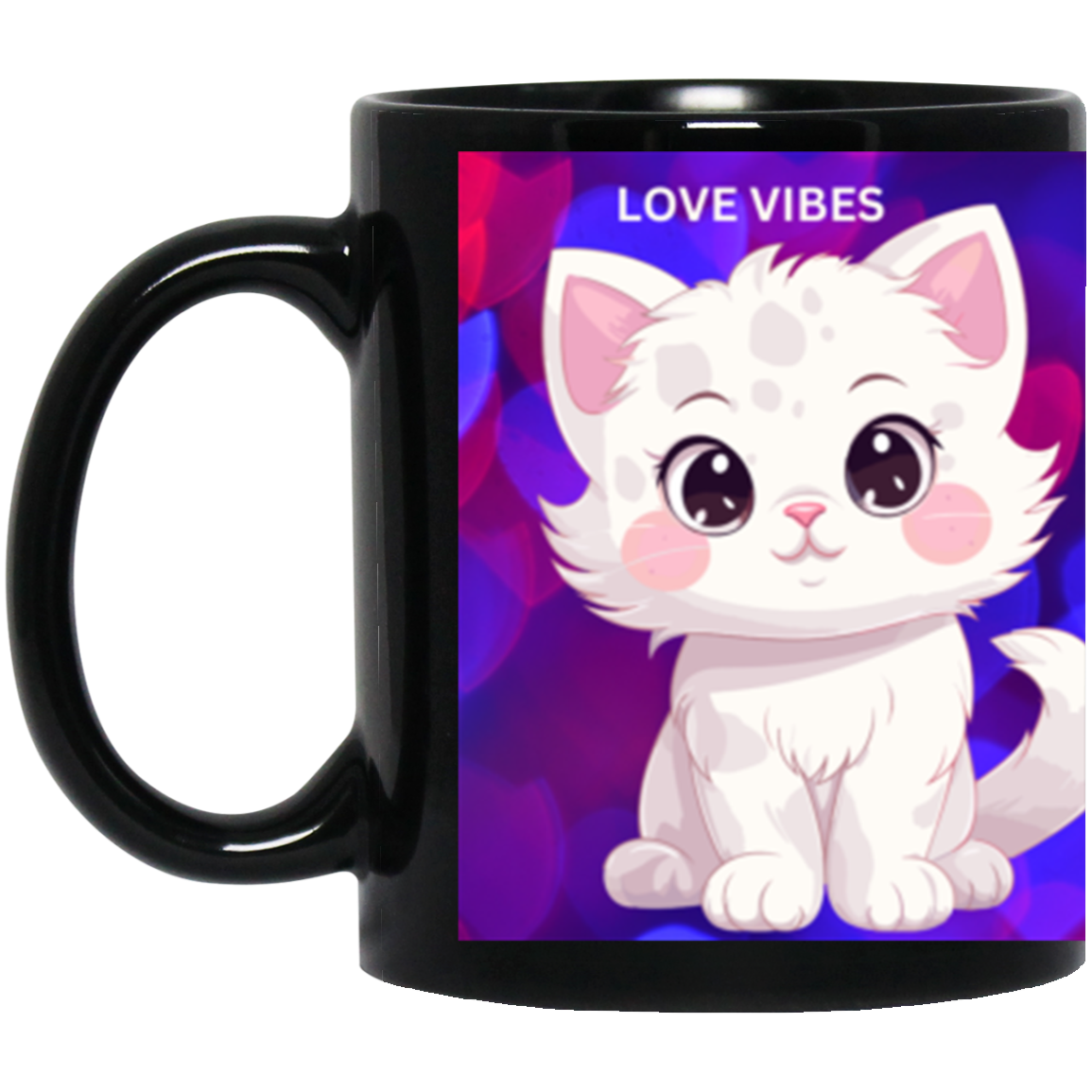 Caileigh's Kitty Love Vibes Black Gloss Mug