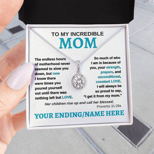 TO MY INCREDIBLE MOM Personal Name Eternal Hope Necklace