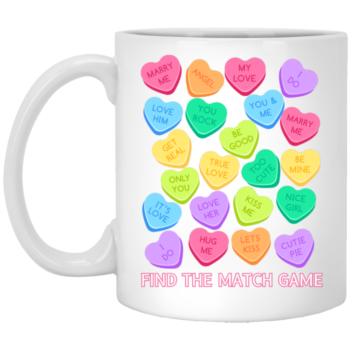 Candy Heart Find the Match 11oz White Gloss Mug