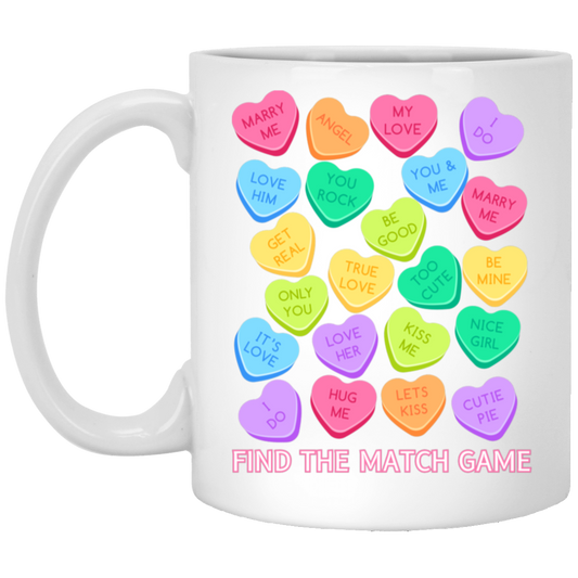 Candy Heart Find the Match 11oz White Gloss Mug