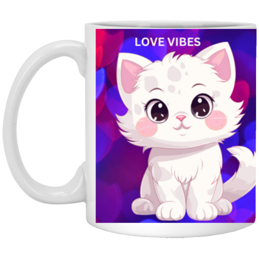 Caileigh's Kitty Love Vibes White Gloss Mug