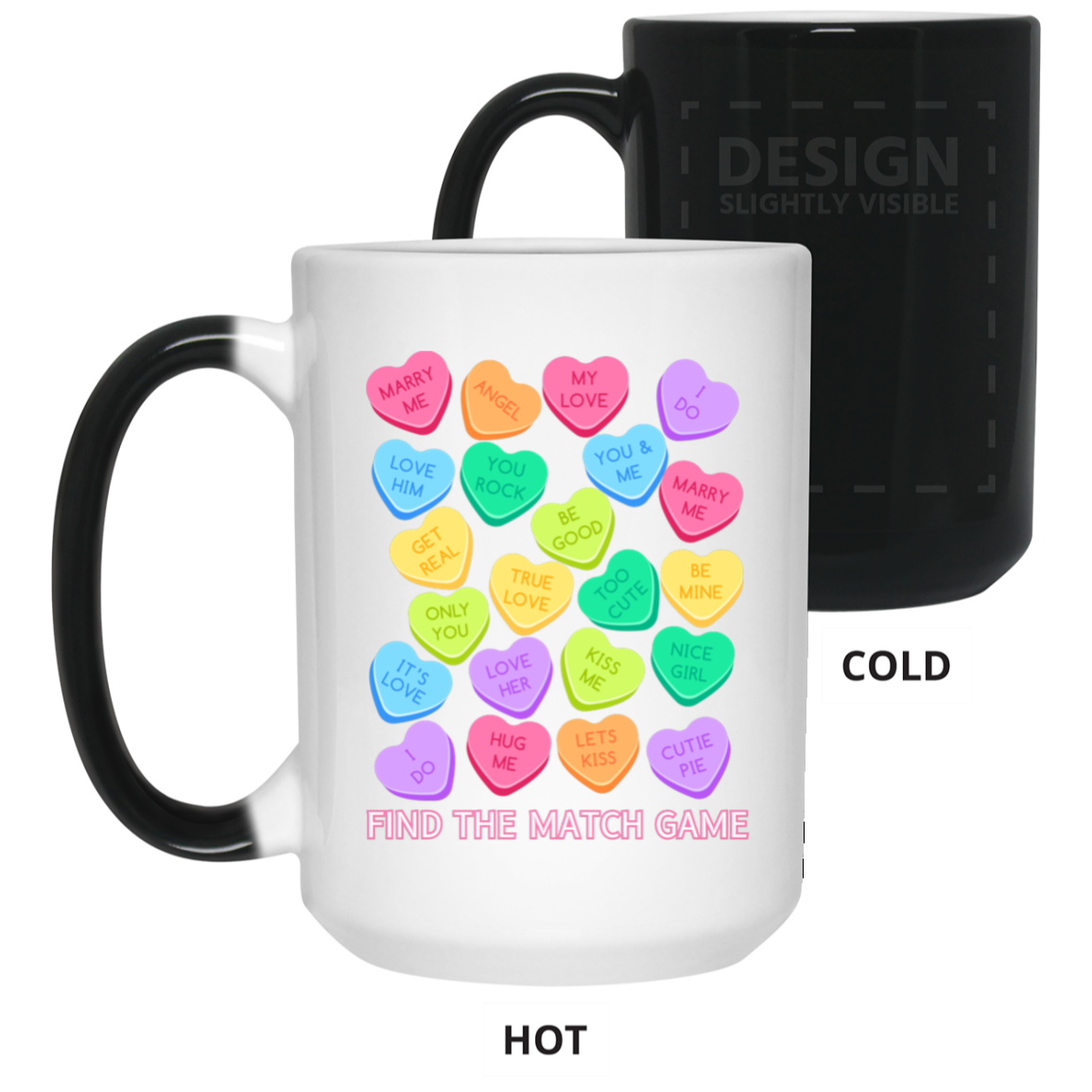 Candy Heart Find the Match Color Changing Mug 15oz