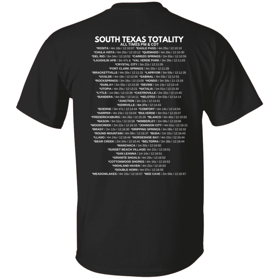 South TX Totality Front and Back Men's or Women's T-shirt