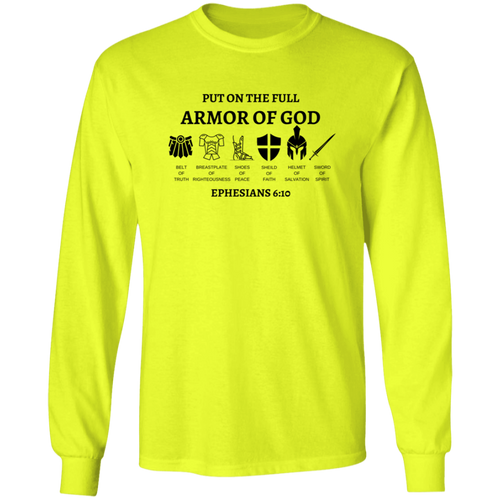 Armor of GOD Long Sleeve 6oz 100% US Ultra Cotton T-Shirt SZ Sm-5XL