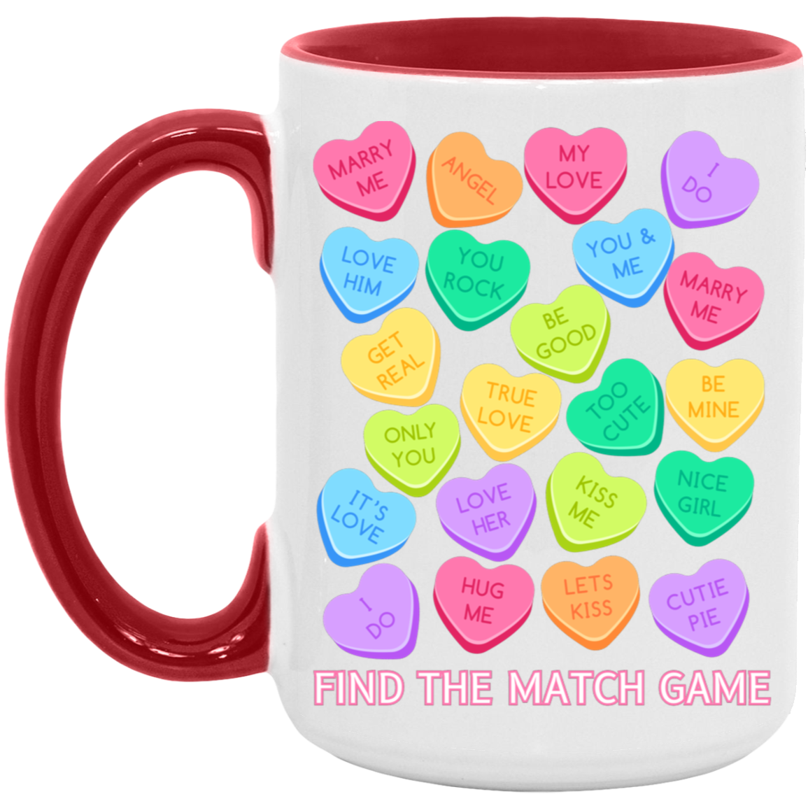 Candy Heart Find the Match 15oz Two-Tone Mug