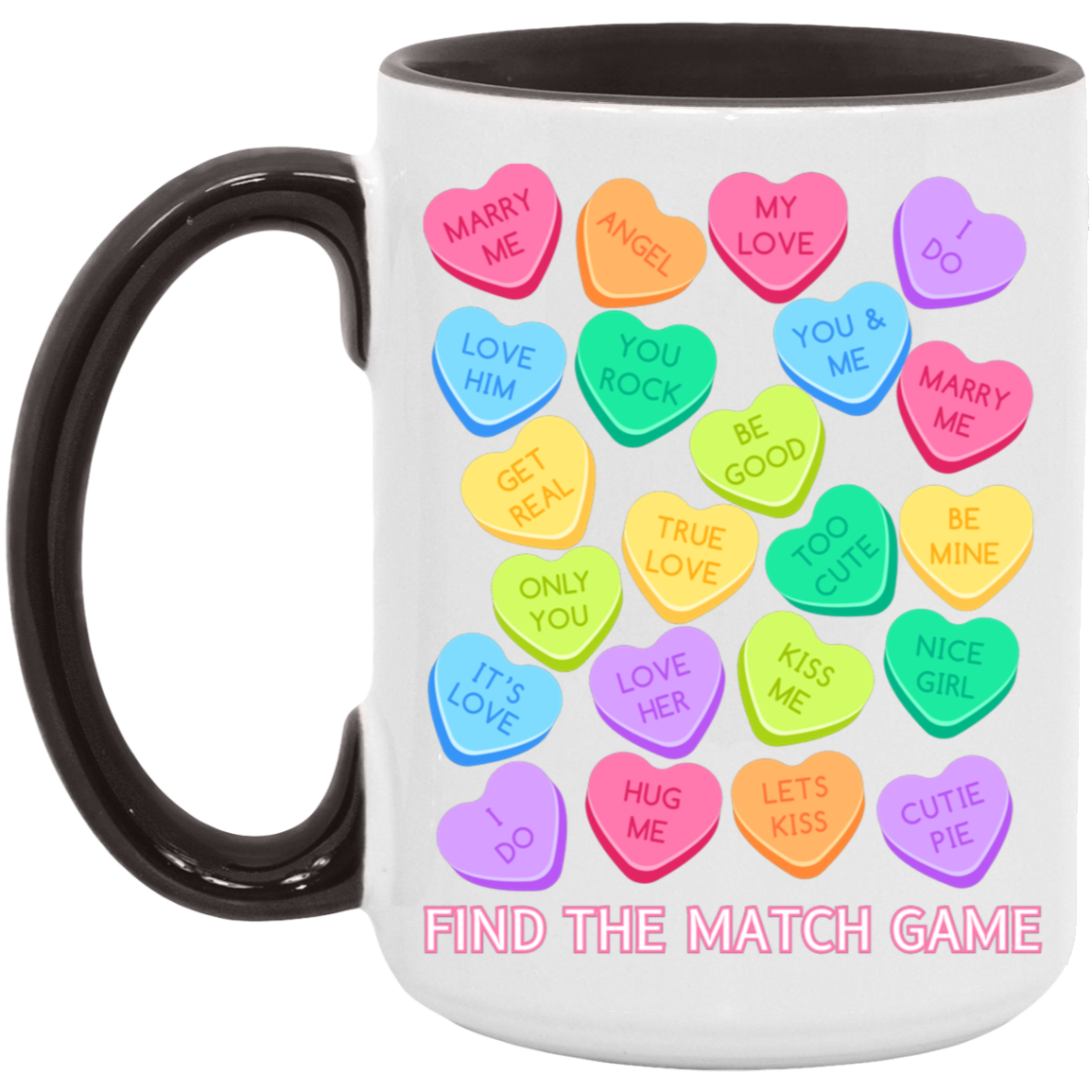 Candy Heart Find the Match 15oz Two-Tone Mug