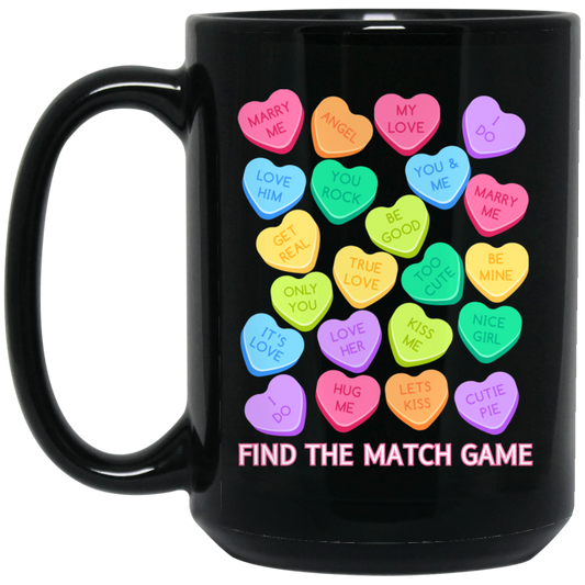 Candy Heart Find the Match 15oz Black Gloss Mug