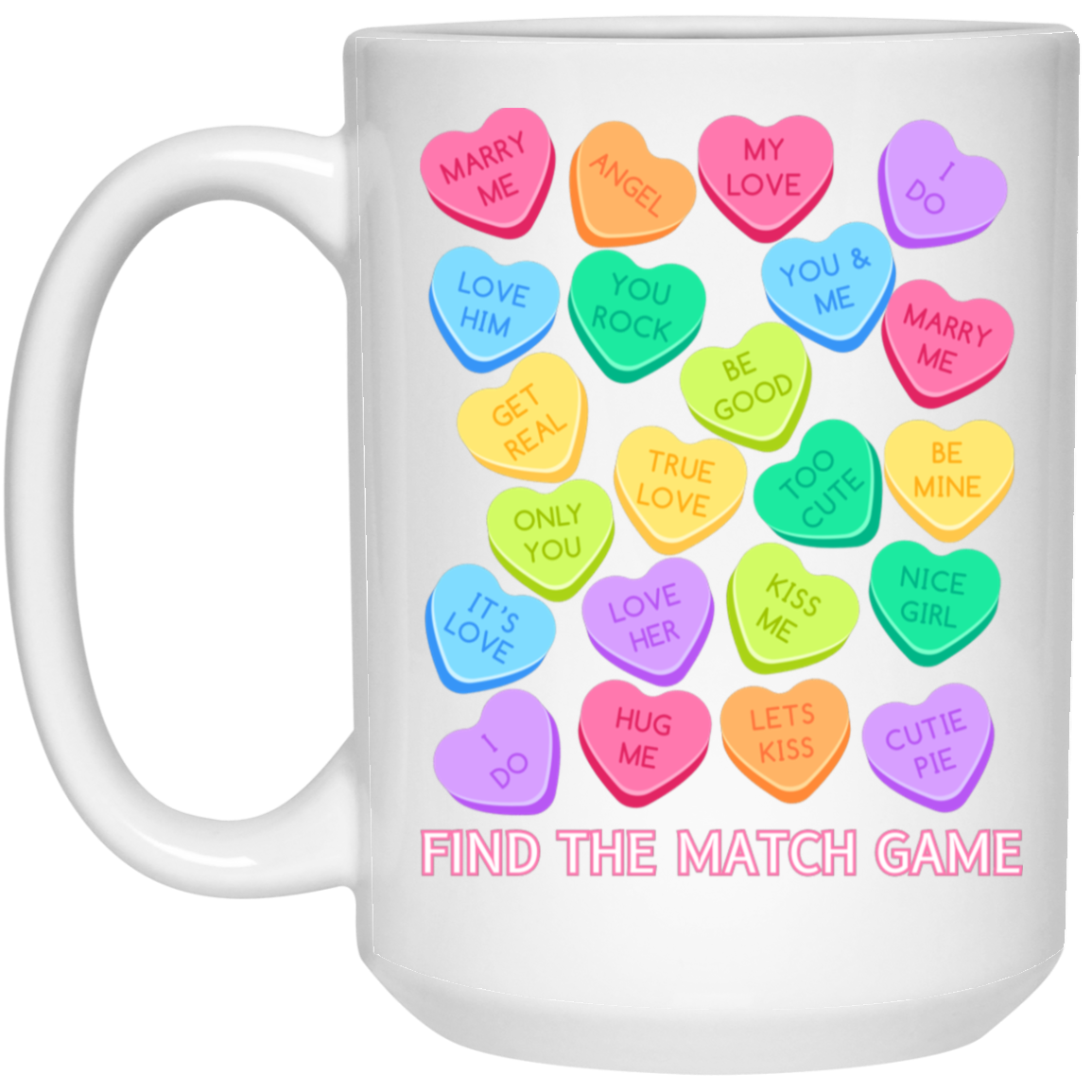 Candy Heart Find the Match 15oz White Gloss Mug