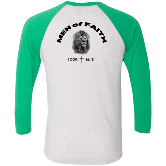 Men of Faith Tri-Blend 3/4 Sleeve Raglan T-Shirt