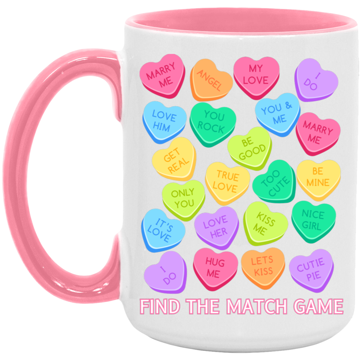 Candy Heart Find the Match 15oz Two-Tone Mug