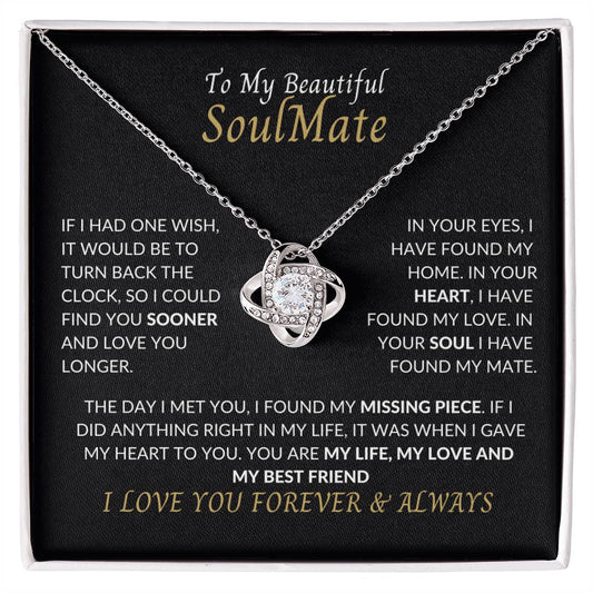 To My Beautiful Soulmate | I Love You, Forever & Always - Love Knot Necklace