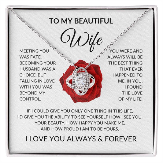 To My Beautiful Wife Love Knot Necklace