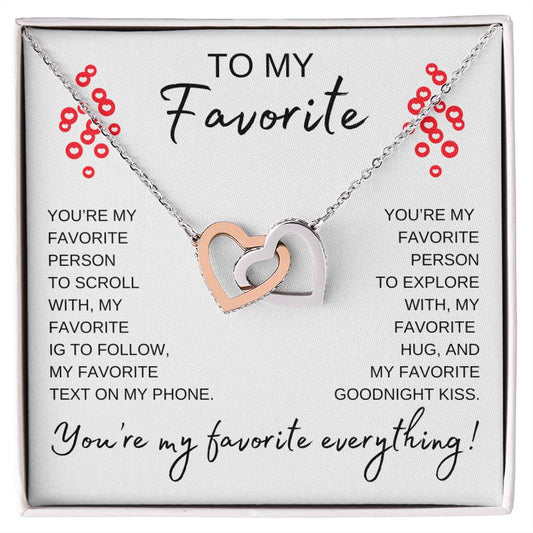 To My Favorite Everything Interlocking Hearts Necklace