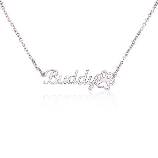 Beautiful Personalized Name & Paw Print Necklace