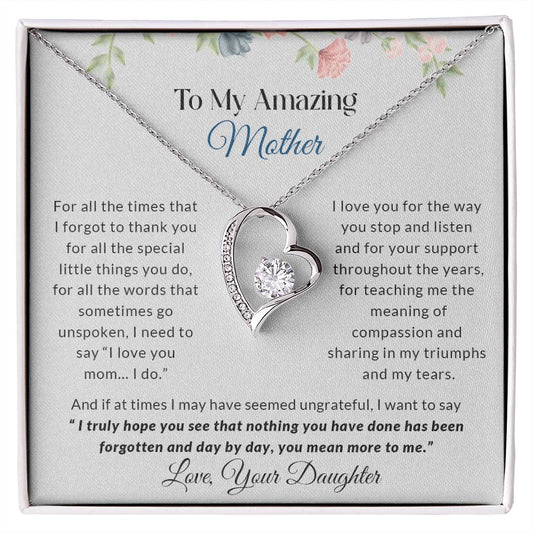 To My Amazing Mother | I Love You | Forever Love Necklace